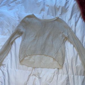 American Eagle Outfitters Cream Cropped Sweater